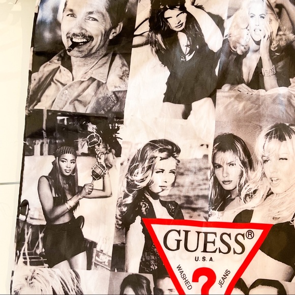 Guess Handbags - VINTAGE 90s Guess Jeans Black & White Campaign Shopper Bag - Naomi Campbell